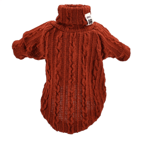 Pet Turtleneck Knitted Sweater Winter Dog Keep Warm (Option: Orange-L)