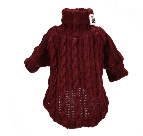 Pet Turtleneck Knitted Sweater Winter Dog Keep Warm (Option: Wine Red-S)
