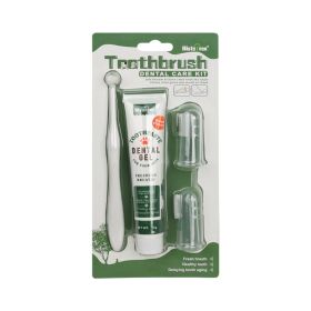 Oral Hygiene Kit For Dogs 3 Piece Set With Dual Ended Toothbrush, Finger Brush, And Poultry Flavor Tube Of Toothpaste Remove Plaque Tartar Bu (Option: Beef Flavor)