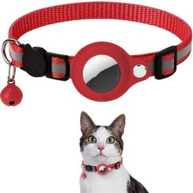 Reflective Collar, Waterproof Holder Case For Air Tag, Protective Cover Dog and Puppy Nylon Collar (Color: Red)